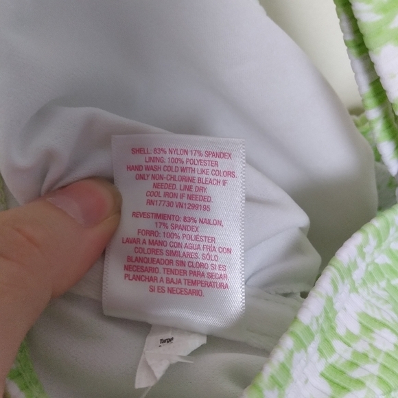 Xhilaration 90s Aesthetic Green and White Floral Print Tie Back Bikini Top - Picture 10 of 10